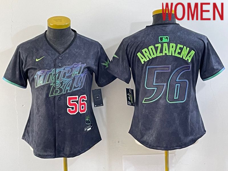 Women Tampa Bay Rays #56 Randy Arozarena Nike MLB Limited City Connect Black 2024 Jersey style 2